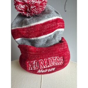 Ohiopyle Red Raiders Melrose Beanie Unisex OS Red Grey Excellent Knit Pom Hat